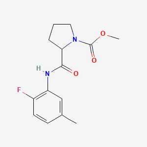 molecular formula C14H17FN2O3 B6956366 Methyl 2-[(2-fluoro-5-methylphenyl)carbamoyl]pyrrolidine-1-carboxylate 