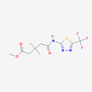 molecular formula C11H14F3N3O3S B6959054 Methyl 3,3-dimethyl-5-oxo-5-[[5-(trifluoromethyl)-1,3,4-thiadiazol-2-yl]amino]pentanoate 