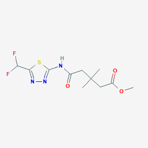 molecular formula C11H15F2N3O3S B6960031 Methyl 5-[[5-(difluoromethyl)-1,3,4-thiadiazol-2-yl]amino]-3,3-dimethyl-5-oxopentanoate 