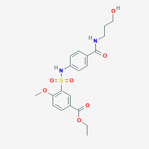 molecular formula C20H24N2O7S B6960816 Ethyl 3-[[4-(3-hydroxypropylcarbamoyl)phenyl]sulfamoyl]-4-methoxybenzoate 