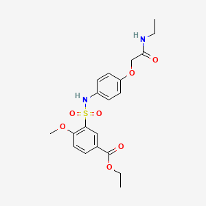 molecular formula C20H24N2O7S B6960850 Ethyl 3-[[4-[2-(ethylamino)-2-oxoethoxy]phenyl]sulfamoyl]-4-methoxybenzoate 