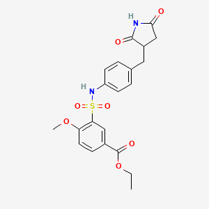 molecular formula C21H22N2O7S B6960999 Ethyl 3-[[4-[(2,5-dioxopyrrolidin-3-yl)methyl]phenyl]sulfamoyl]-4-methoxybenzoate 