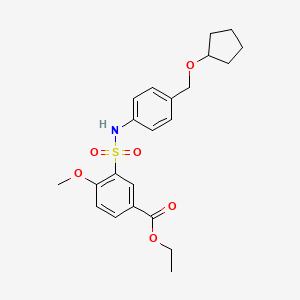 molecular formula C22H27NO6S B6961013 Ethyl 3-[[4-(cyclopentyloxymethyl)phenyl]sulfamoyl]-4-methoxybenzoate 