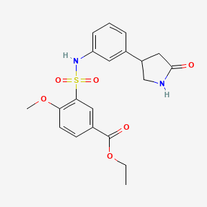 molecular formula C20H22N2O6S B6961028 Ethyl 4-methoxy-3-[[3-(5-oxopyrrolidin-3-yl)phenyl]sulfamoyl]benzoate 