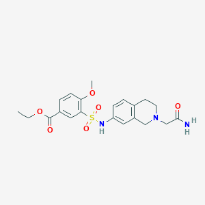 molecular formula C21H25N3O6S B6961056 ethyl 3-[[2-(2-amino-2-oxoethyl)-3,4-dihydro-1H-isoquinolin-7-yl]sulfamoyl]-4-methoxybenzoate 