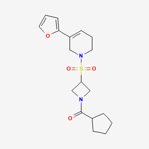 molecular formula C18H24N2O4S B6961160 cyclopentyl-[3-[[5-(furan-2-yl)-3,6-dihydro-2H-pyridin-1-yl]sulfonyl]azetidin-1-yl]methanone 