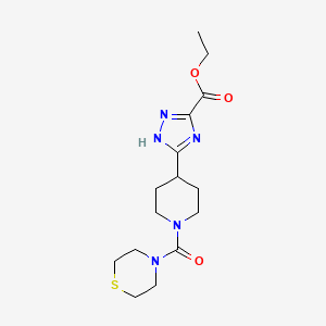 molecular formula C15H23N5O3S B6961209 ethyl 5-[1-(thiomorpholine-4-carbonyl)piperidin-4-yl]-1H-1,2,4-triazole-3-carboxylate 