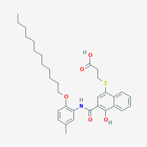 molecular formula C33H43NO5S B069619 3-[3-(2-Dodecyloxy-5-methylphenylcarbamoyl)-4-hydroxy-1-naphthylthio]propionic acid CAS No. 167684-63-1