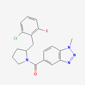 [2-[(2-Chloro-6-fluorophenyl)methyl]pyrrolidin-1-yl]-(1-methylbenzotriazol-5-yl)methanone