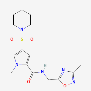 1-methyl-N-[(3-methyl-1,2,4-oxadiazol-5-yl)methyl]-4-piperidin-1-ylsulfonylpyrrole-2-carboxamide