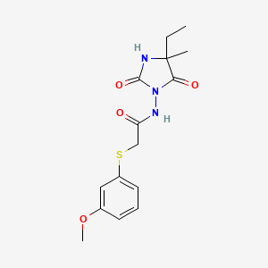 N-(4-ethyl-4-methyl-2,5-dioxoimidazolidin-1-yl)-2-(3-methoxyphenyl)sulfanylacetamide