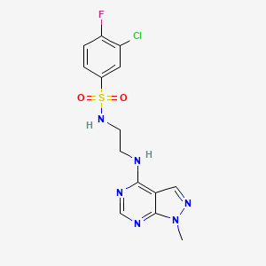 3-chloro-4-fluoro-N-[2-[(1-methylpyrazolo[3,4-d]pyrimidin-4-yl)amino]ethyl]benzenesulfonamide