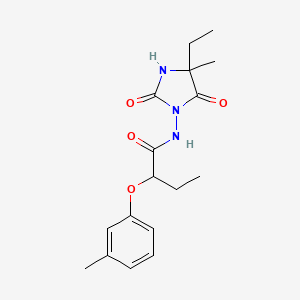 N-(4-ethyl-4-methyl-2,5-dioxoimidazolidin-1-yl)-2-(3-methylphenoxy)butanamide