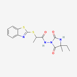 2-(1,3-benzothiazol-2-ylsulfanyl)-N-(4-ethyl-4-methyl-2,5-dioxoimidazolidin-1-yl)propanamide