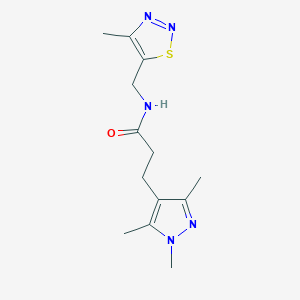 N-[(4-methylthiadiazol-5-yl)methyl]-3-(1,3,5-trimethylpyrazol-4-yl)propanamide