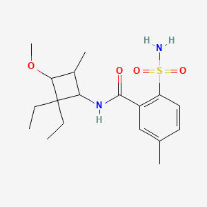 molecular formula C18H28N2O4S B6962651 N-(2,2-diethyl-3-methoxy-4-methylcyclobutyl)-5-methyl-2-sulfamoylbenzamide 