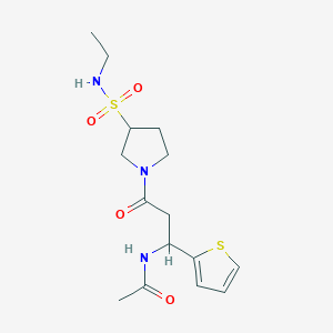 molecular formula C15H23N3O4S2 B6962720 N-[3-[3-(ethylsulfamoyl)pyrrolidin-1-yl]-3-oxo-1-thiophen-2-ylpropyl]acetamide 