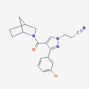 molecular formula C19H19BrN4O B6962739 3-[4-(2-Azabicyclo[2.2.1]heptane-2-carbonyl)-3-(3-bromophenyl)pyrazol-1-yl]propanenitrile 