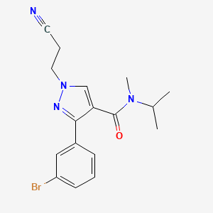 molecular formula C17H19BrN4O B6962753 3-(3-bromophenyl)-1-(2-cyanoethyl)-N-methyl-N-propan-2-ylpyrazole-4-carboxamide 