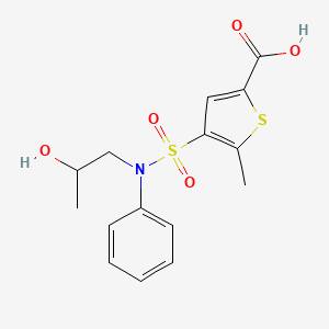 molecular formula C15H17NO5S2 B6962775 4-[2-Hydroxypropyl(phenyl)sulfamoyl]-5-methylthiophene-2-carboxylic acid 