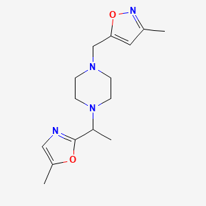 molecular formula C15H22N4O2 B6962804 3-Methyl-5-[[4-[1-(5-methyl-1,3-oxazol-2-yl)ethyl]piperazin-1-yl]methyl]-1,2-oxazole 