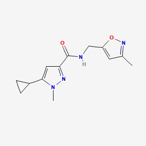 molecular formula C13H16N4O2 B6962824 5-cyclopropyl-1-methyl-N-[(3-methyl-1,2-oxazol-5-yl)methyl]pyrazole-3-carboxamide 