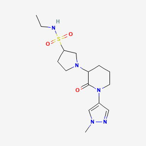 molecular formula C15H25N5O3S B6962831 N-ethyl-1-[1-(1-methylpyrazol-4-yl)-2-oxopiperidin-3-yl]pyrrolidine-3-sulfonamide 