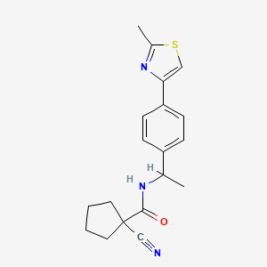 molecular formula C19H21N3OS B6962963 1-cyano-N-[1-[4-(2-methyl-1,3-thiazol-4-yl)phenyl]ethyl]cyclopentane-1-carboxamide 