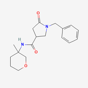 molecular formula C18H24N2O3 B6962976 1-benzyl-N-(3-methyloxan-3-yl)-5-oxopyrrolidine-3-carboxamide 