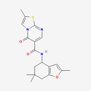 2-methyl-5-oxo-N-(2,6,6-trimethyl-5,7-dihydro-4H-1-benzofuran-4-yl)-[1,3]thiazolo[3,2-a]pyrimidine-6-carboxamide