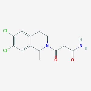 molecular formula C13H14Cl2N2O2 B6963111 3-(6,7-dichloro-1-methyl-3,4-dihydro-1H-isoquinolin-2-yl)-3-oxopropanamide 