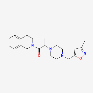 molecular formula C21H28N4O2 B6963119 1-(3,4-dihydro-1H-isoquinolin-2-yl)-2-[4-[(3-methyl-1,2-oxazol-5-yl)methyl]piperazin-1-yl]propan-1-one 