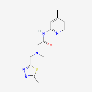 molecular formula C13H17N5OS B6963231 2-[methyl-[(5-methyl-1,3,4-thiadiazol-2-yl)methyl]amino]-N-(4-methylpyridin-2-yl)acetamide 