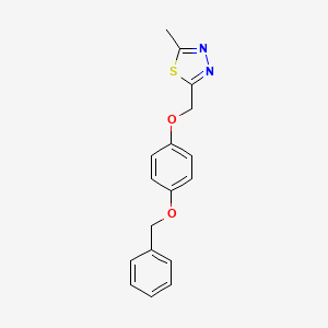 molecular formula C17H16N2O2S B6963267 2-Methyl-5-[(4-phenylmethoxyphenoxy)methyl]-1,3,4-thiadiazole 