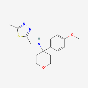 4-(4-methoxyphenyl)-N-[(5-methyl-1,3,4-thiadiazol-2-yl)methyl]oxan-4-amine