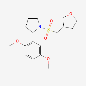 molecular formula C17H25NO5S B6963296 2-(2,5-Dimethoxyphenyl)-1-(oxolan-3-ylmethylsulfonyl)pyrrolidine 