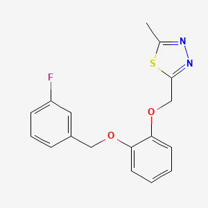 molecular formula C17H15FN2O2S B6963312 2-[[2-[(3-Fluorophenyl)methoxy]phenoxy]methyl]-5-methyl-1,3,4-thiadiazole 