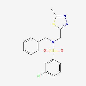 molecular formula C17H16ClN3O2S2 B6963319 N-benzyl-3-chloro-N-[(5-methyl-1,3,4-thiadiazol-2-yl)methyl]benzenesulfonamide 