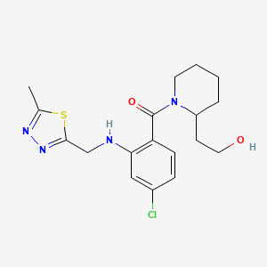 molecular formula C18H23ClN4O2S B6963334 [4-Chloro-2-[(5-methyl-1,3,4-thiadiazol-2-yl)methylamino]phenyl]-[2-(2-hydroxyethyl)piperidin-1-yl]methanone 