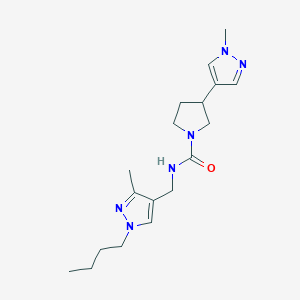 molecular formula C18H28N6O B6963354 N-[(1-butyl-3-methylpyrazol-4-yl)methyl]-3-(1-methylpyrazol-4-yl)pyrrolidine-1-carboxamide 