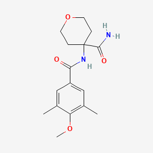 4-[(4-Methoxy-3,5-dimethylbenzoyl)amino]oxane-4-carboxamide