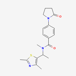 molecular formula C19H23N3O2S B6963462 N-[1-(2,4-dimethyl-1,3-thiazol-5-yl)ethyl]-N-methyl-4-(2-oxopyrrolidin-1-yl)benzamide 