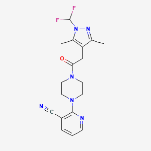 2-[4-[2-[1-(Difluoromethyl)-3,5-dimethylpyrazol-4-yl]acetyl]piperazin-1-yl]pyridine-3-carbonitrile