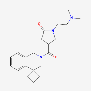 molecular formula C21H29N3O2 B6963492 1-[2-(Dimethylamino)ethyl]-4-(spiro[1,3-dihydroisoquinoline-4,1'-cyclobutane]-2-carbonyl)pyrrolidin-2-one 