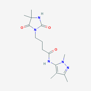 molecular formula C15H23N5O3 B6963509 4-(4,4-dimethyl-2,5-dioxoimidazolidin-1-yl)-N-(2,4,5-trimethylpyrazol-3-yl)butanamide 