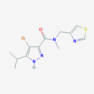 molecular formula C12H15BrN4OS B6963521 4-bromo-N-methyl-5-propan-2-yl-N-(1,3-thiazol-4-ylmethyl)-1H-pyrazole-3-carboxamide 