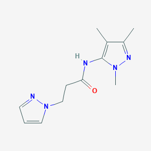 molecular formula C12H17N5O B6963535 3-pyrazol-1-yl-N-(2,4,5-trimethylpyrazol-3-yl)propanamide 