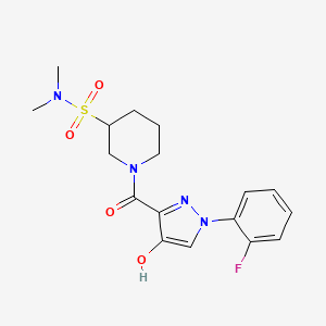 molecular formula C17H21FN4O4S B6963570 1-[1-(2-fluorophenyl)-4-hydroxypyrazole-3-carbonyl]-N,N-dimethylpiperidine-3-sulfonamide 