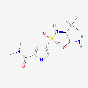 4-[[(2S)-1-amino-3,3-dimethyl-1-oxobutan-2-yl]sulfamoyl]-N,N,1-trimethylpyrrole-2-carboxamide