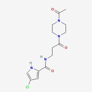 molecular formula C14H19ClN4O3 B6963680 N-[3-(4-acetylpiperazin-1-yl)-3-oxopropyl]-4-chloro-1H-pyrrole-2-carboxamide 